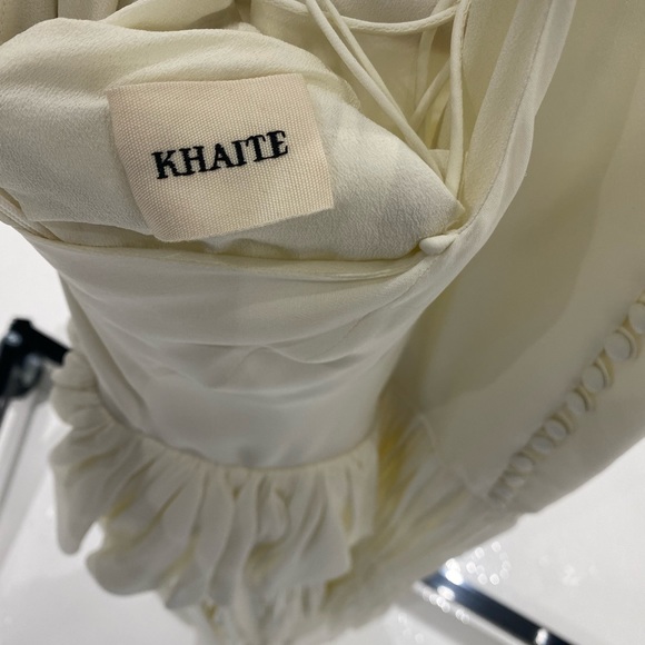 KHAITE Maryam Open-back Ruffled Pleated Silk Crepe de Chine Maxi Dress - Picture 10 of 12